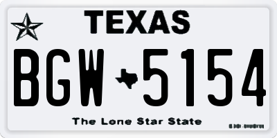 TX license plate BGW5154
