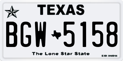 TX license plate BGW5158
