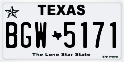 TX license plate BGW5171