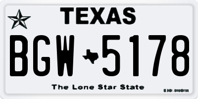 TX license plate BGW5178