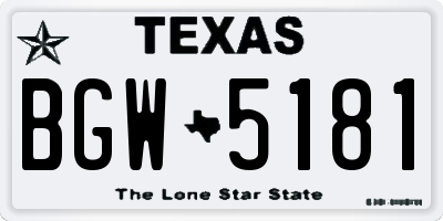 TX license plate BGW5181
