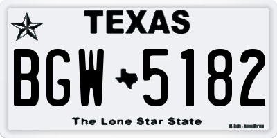 TX license plate BGW5182