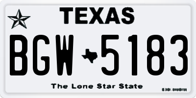 TX license plate BGW5183
