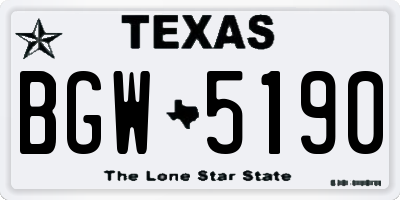 TX license plate BGW5190