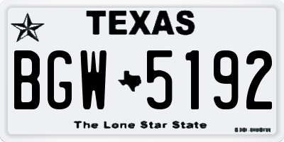 TX license plate BGW5192