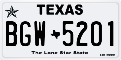 TX license plate BGW5201