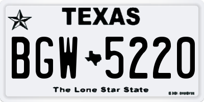 TX license plate BGW5220
