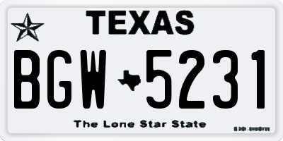 TX license plate BGW5231