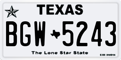 TX license plate BGW5243