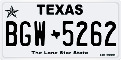 TX license plate BGW5262