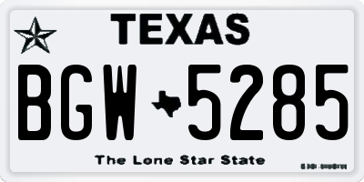 TX license plate BGW5285