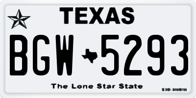 TX license plate BGW5293