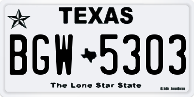 TX license plate BGW5303
