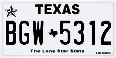 TX license plate BGW5312