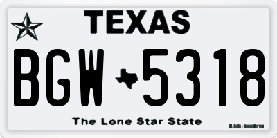 TX license plate BGW5318