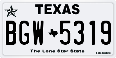 TX license plate BGW5319