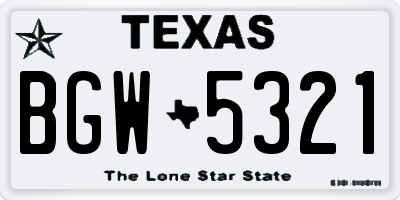 TX license plate BGW5321