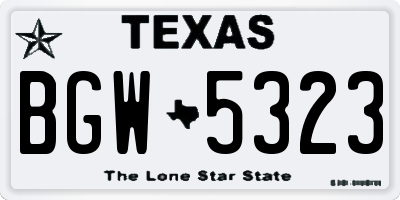 TX license plate BGW5323