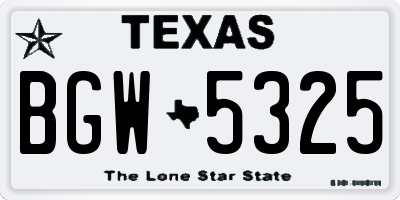 TX license plate BGW5325