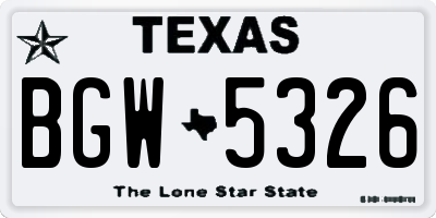 TX license plate BGW5326