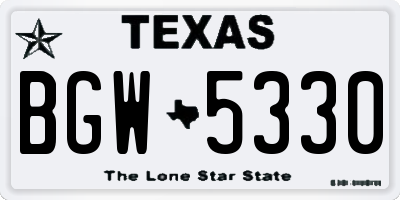 TX license plate BGW5330