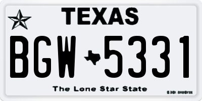 TX license plate BGW5331
