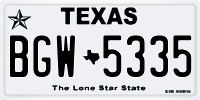 TX license plate BGW5335