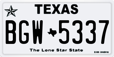 TX license plate BGW5337
