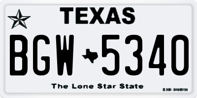TX license plate BGW5340