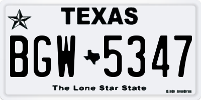 TX license plate BGW5347