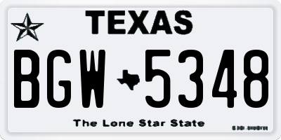TX license plate BGW5348