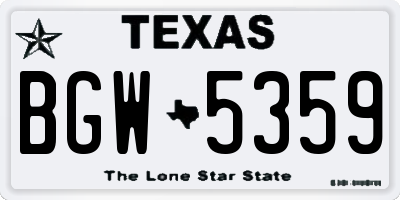TX license plate BGW5359