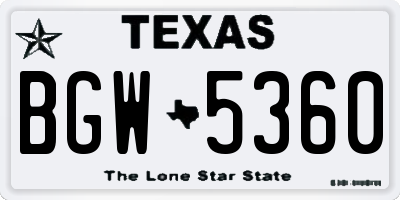 TX license plate BGW5360