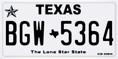TX license plate BGW5364