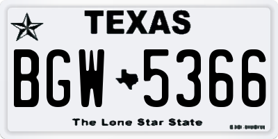 TX license plate BGW5366