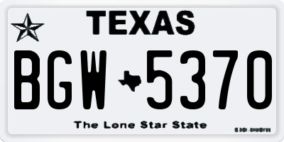 TX license plate BGW5370