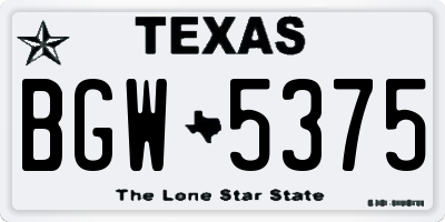 TX license plate BGW5375