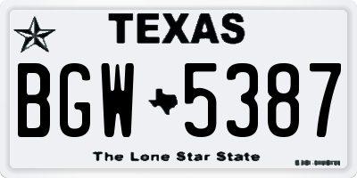 TX license plate BGW5387