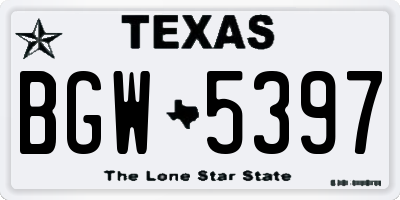 TX license plate BGW5397
