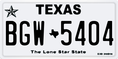 TX license plate BGW5404