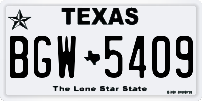 TX license plate BGW5409