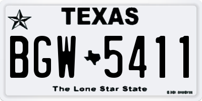 TX license plate BGW5411