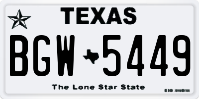 TX license plate BGW5449