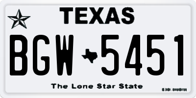 TX license plate BGW5451