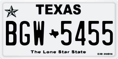 TX license plate BGW5455