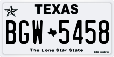TX license plate BGW5458