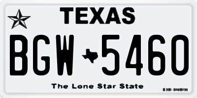 TX license plate BGW5460