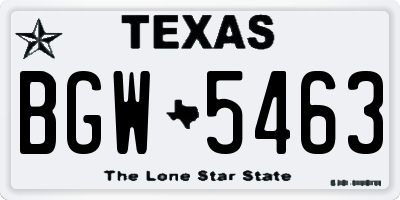 TX license plate BGW5463
