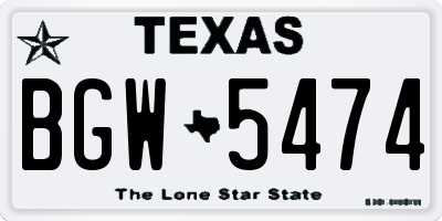 TX license plate BGW5474