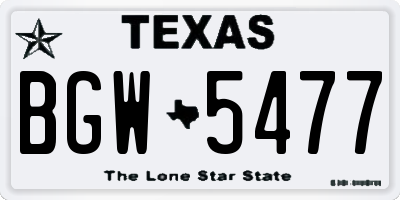 TX license plate BGW5477